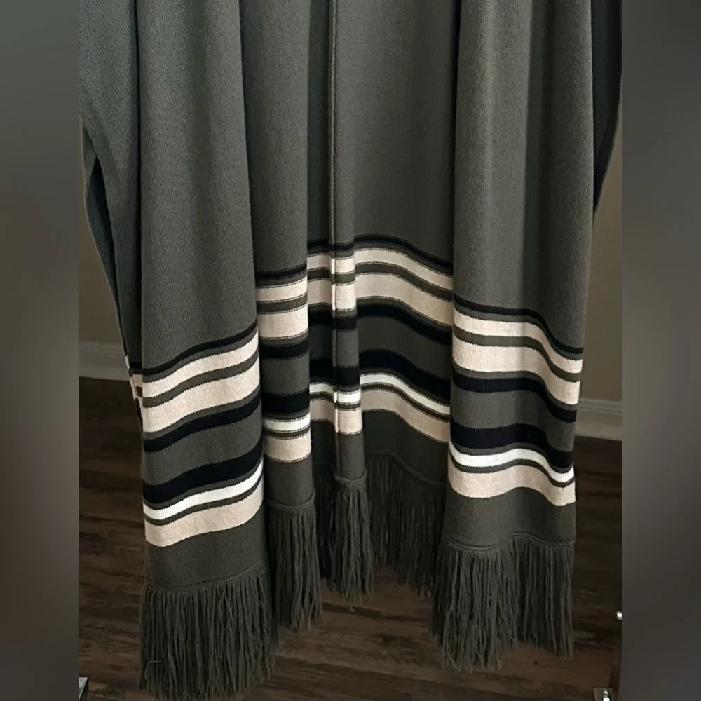 BCBGMaxAzria Wool Blend Fringe Poncho